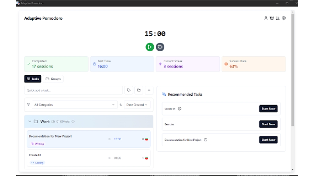 Adaptive Pomodoro Timer - Chrome Extension
