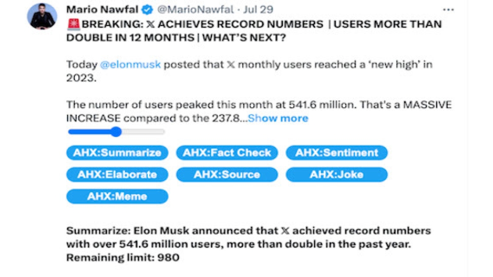 AHX (Artificial Helper for X) - Chrome Extension