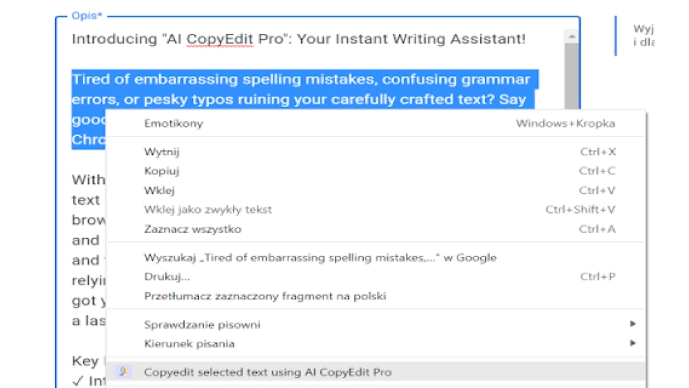 AI CopyEdit Pro - Chrome Extension