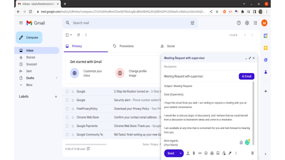 AI Email Writer for Gmail - Chrome Extension
