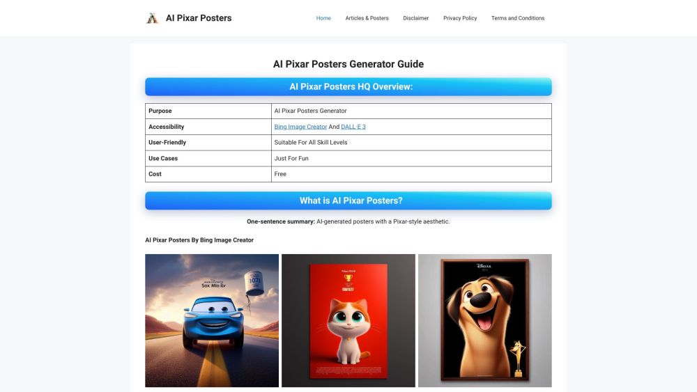 AI Pixar Posters