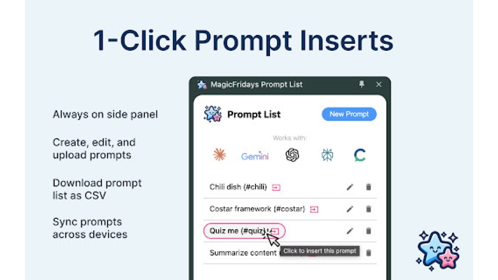 AI Prompts Side Panel - Chrome Extension
