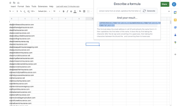 AI Spreadsheet Formula Generator - Chrome Extension