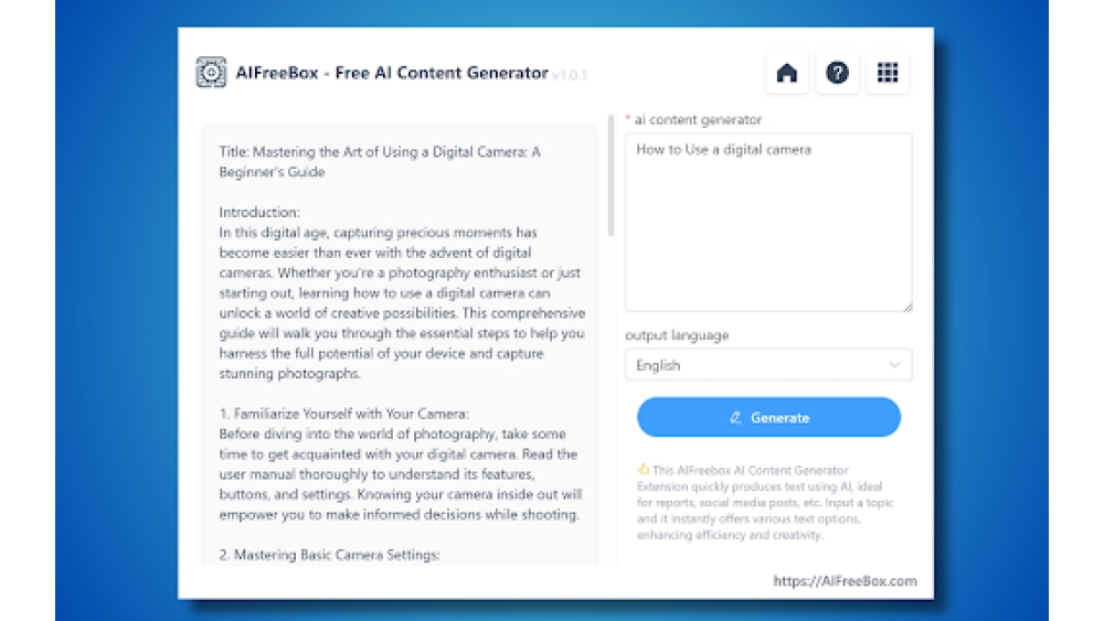 AI Writing Generator by AIFreeBox - Chrome Extension