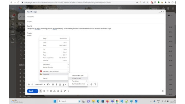 AI-based email and message improvisation using ChatGPT - Chrome Extension