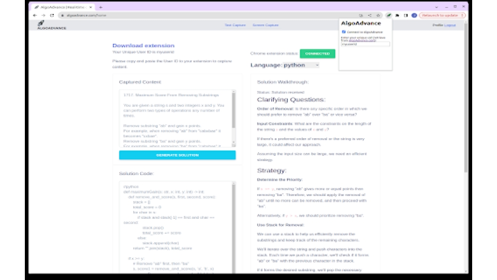 AlgoAdvance Coding Helper - Chrome Extension