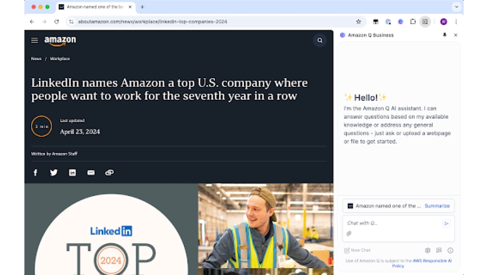 Amazon Q Business Browser Extension - Chrome Extension