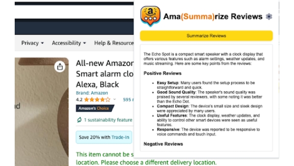 Amazon Review Summarizer Chrome Extension - Chrome Extension