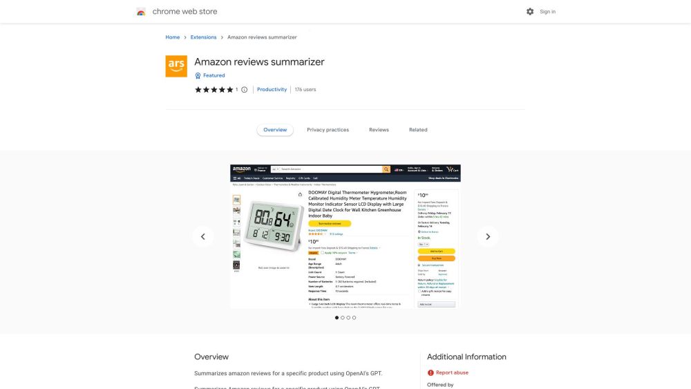 Amazon Reviews Summarizer - Chrome Extension