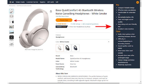 AmazonGPT Pros & Cons Analyzer - Chrome Extension