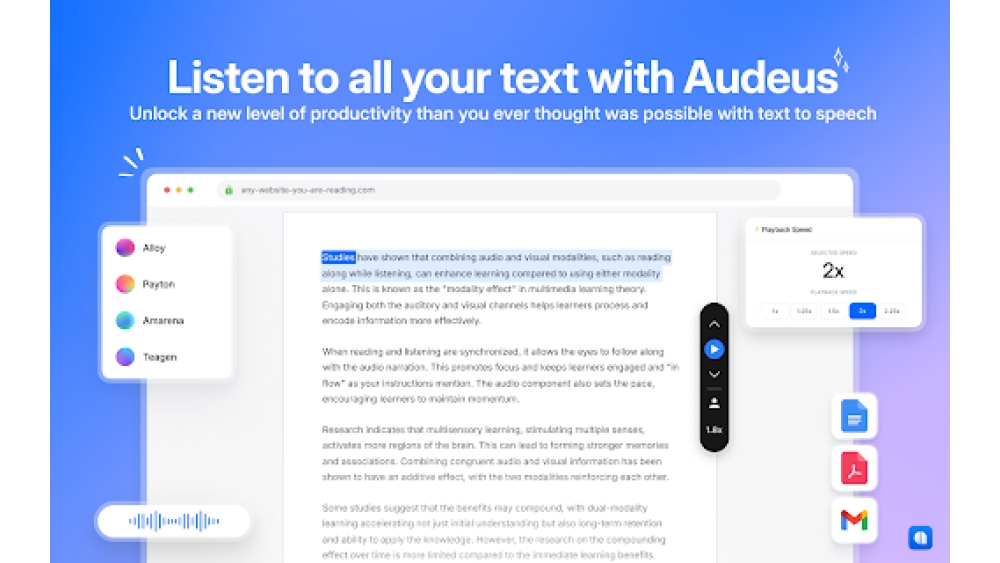 Audeus AI Voice Reader - Chrome Extension