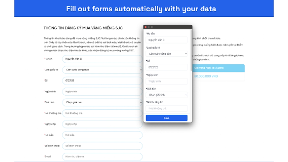 Automatically fill any forms! - Chrome Extension