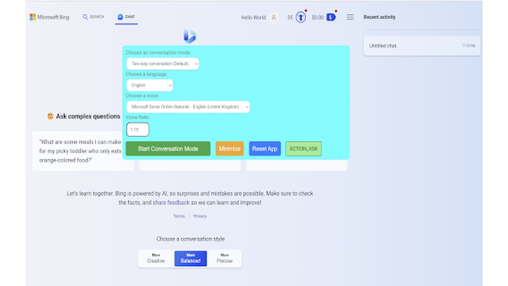 Bing AI Voice Extension - Chrome Extension
