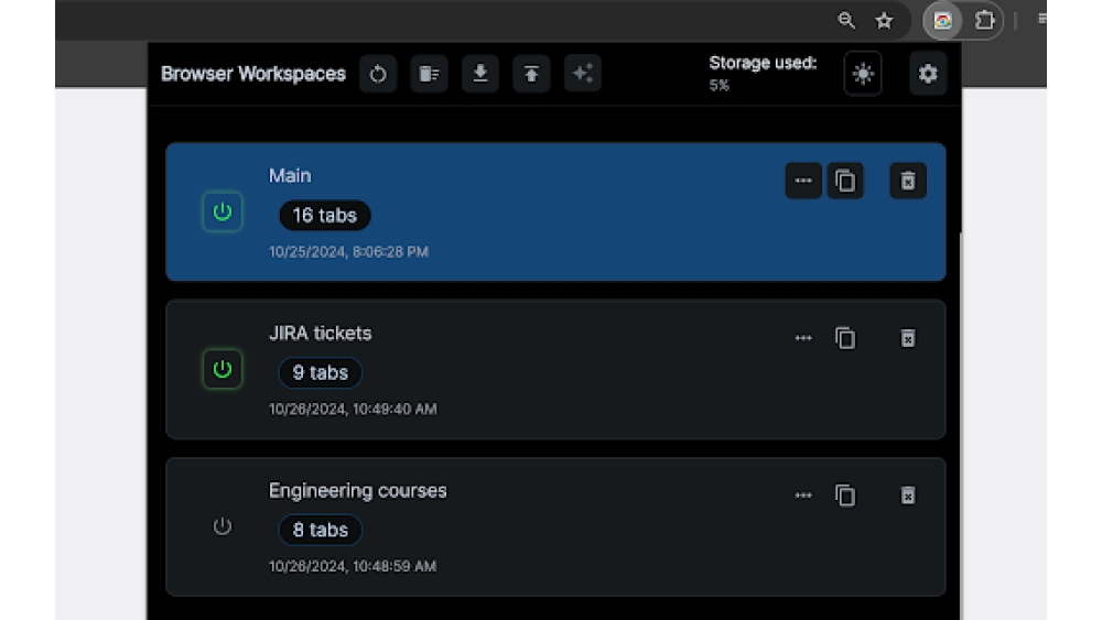 Browser Portable Workspaces - Chrome Extension