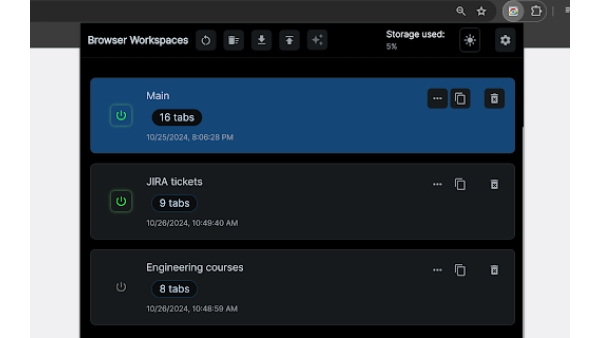 Browser Portable Workspaces - Chrome Extension