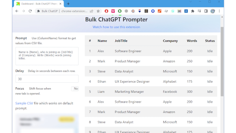 Bulk ChatGPT Prompter - Chrome Extension