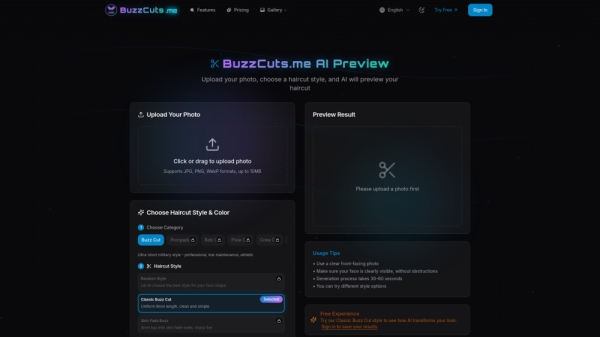 buzzcuts.me free forever hair style generator