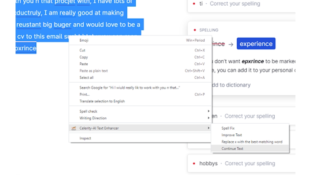 Celerity-AI Text enhancer - Chrome Extension