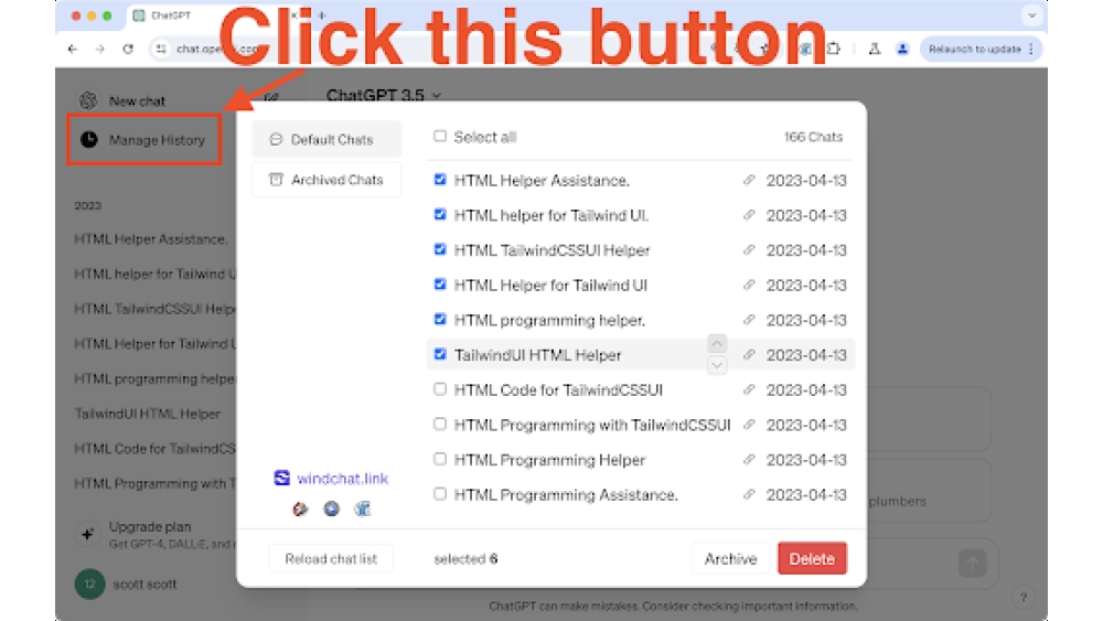 ChatGPT Batch Delete History Bulk - Chrome Extension