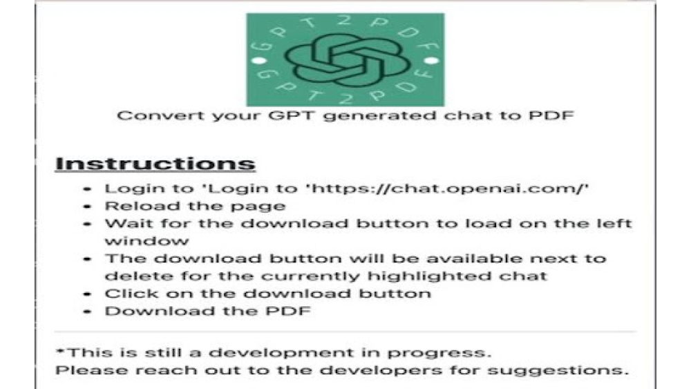 ChatGPT Download Extension - Chrome Extension