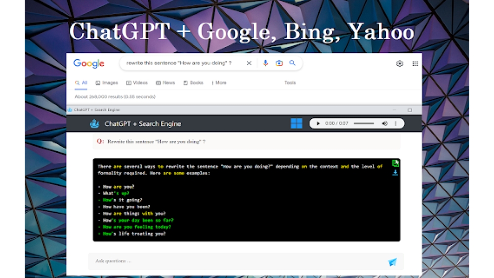 ChatGPT + Google, Bing, Yahoo Extension - Chrome Extension