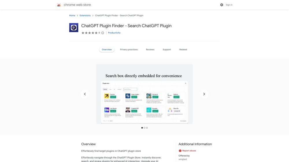 ChatGPT Plugin Finder - Chrome Extension