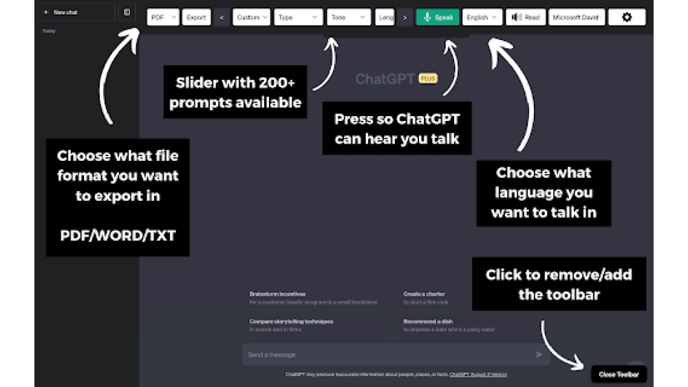 ChatGPT Toolbar Companion - Chrome Extension
