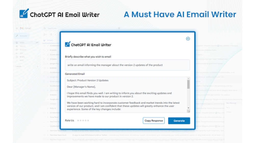 ChatGPT writer for Email, Essay - Chrome Extension