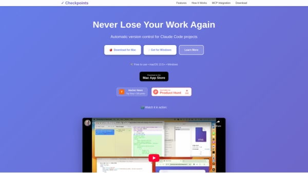 Checkpoints for Claude Code