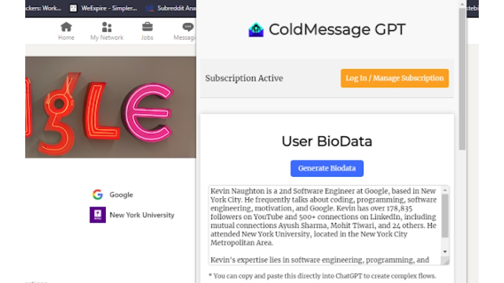 ColdMessageAI - Chrome Extension