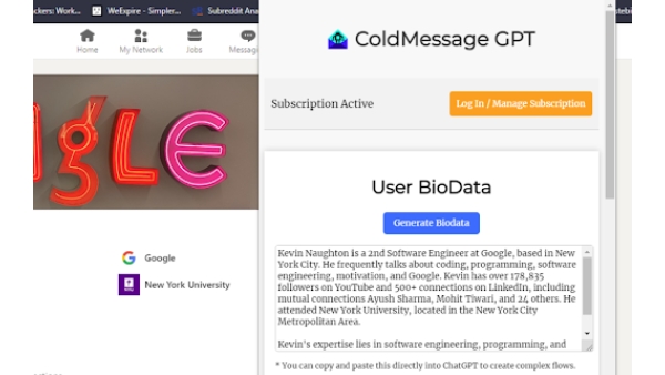 ColdMessageAI - Chrome Extension