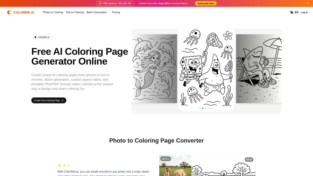 ColorMe.ai：Free AI Coloring Page Generator