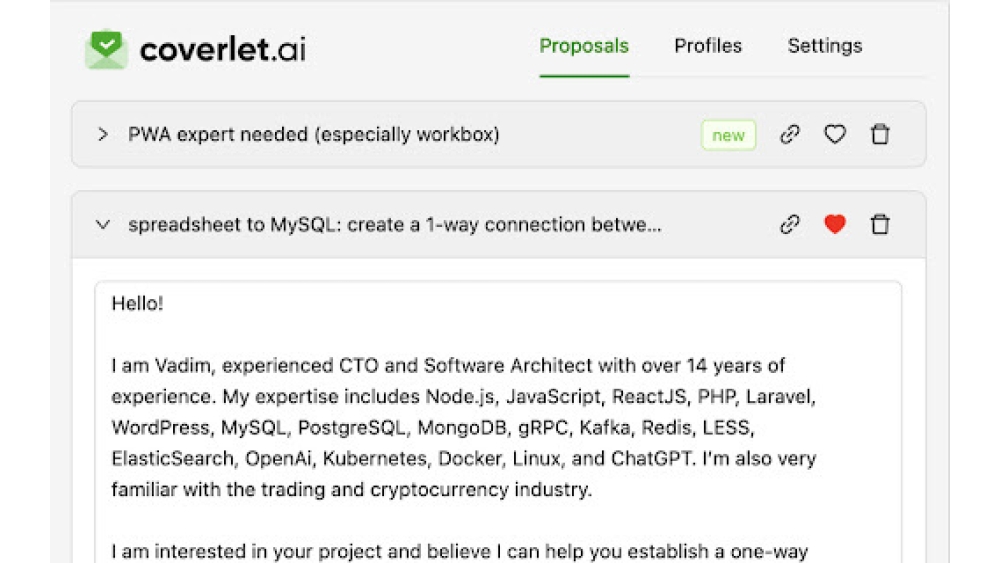 coverlet.ai - Chrome Extension
