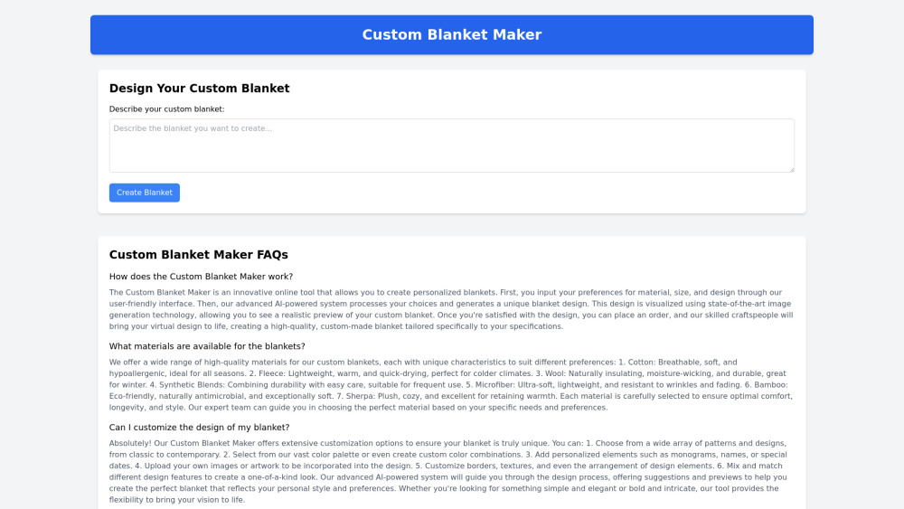 CustomBlanketMaker