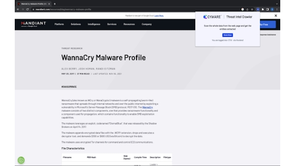 Cyware Threat Intel Crawler - Chrome Extension