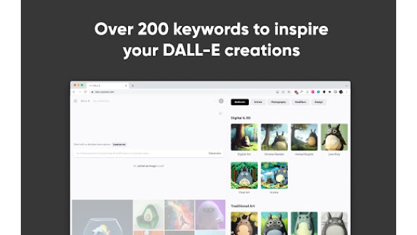Dall-E 2 Keywords Drawer - Chrome Extension
