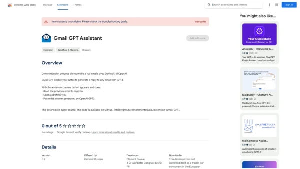 DaVinci 3 OpenAI Email Responder - Chrome Extension