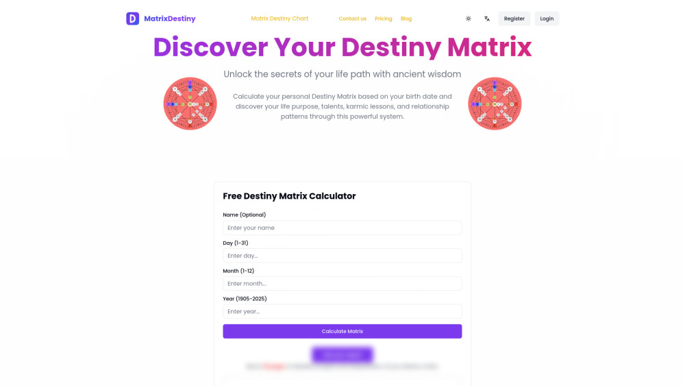 Destiny Matrix Chart Calculator