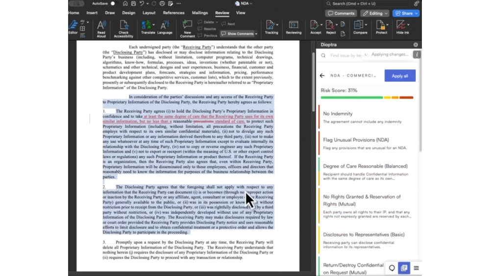Dioptra AI Redlining