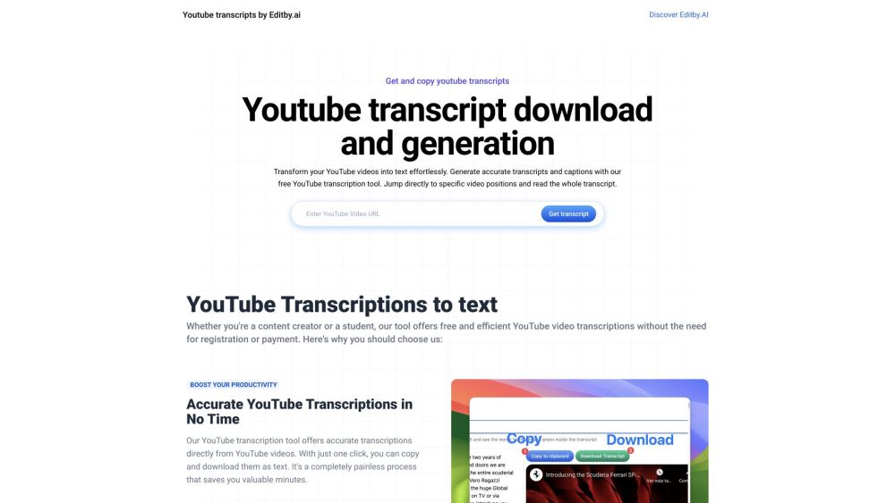 Editby.ai YouTube Transcription Tool