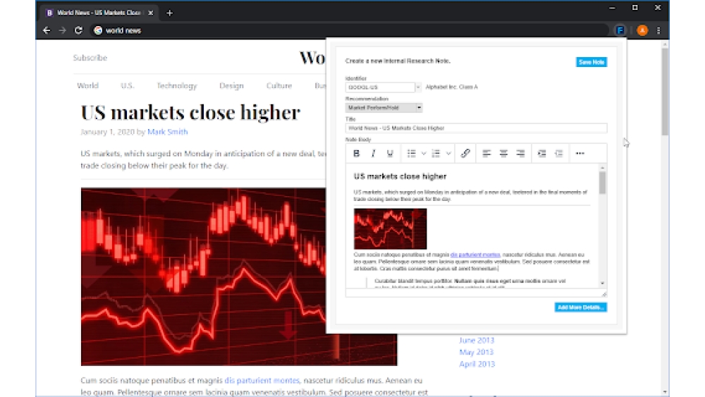 FactSet Internal Research Notes Extension - Chrome Extension
