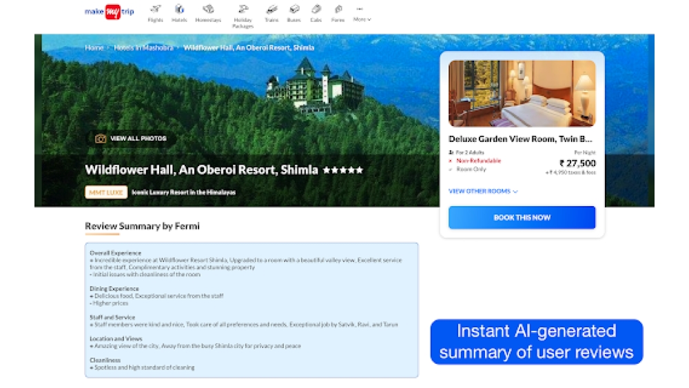 Fermi - Summarise Reviews on MakeMyTrip - Chrome Extension