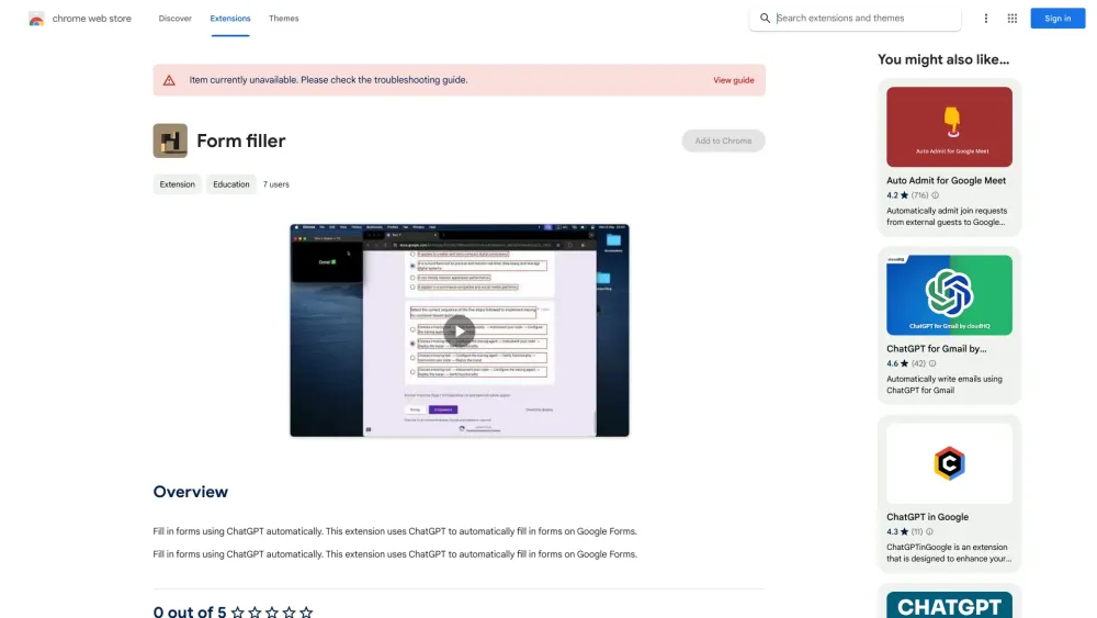 Fill in forms using ChatGPT automatically - Chrome Extension
