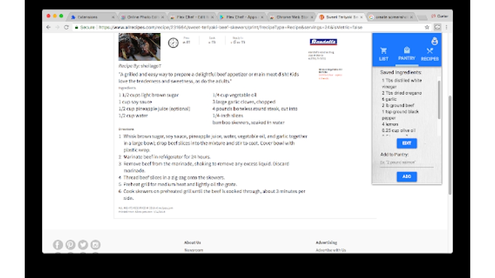 Flex Chef - Chrome Extension