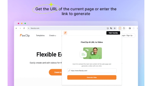 FlexClip AI URL to Video - Chrome Extension