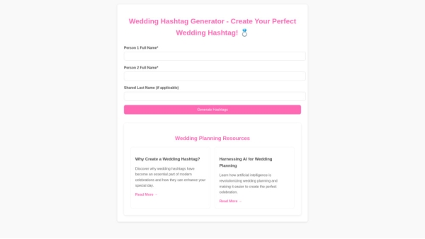 Free AI Wedding Hashtag Generator