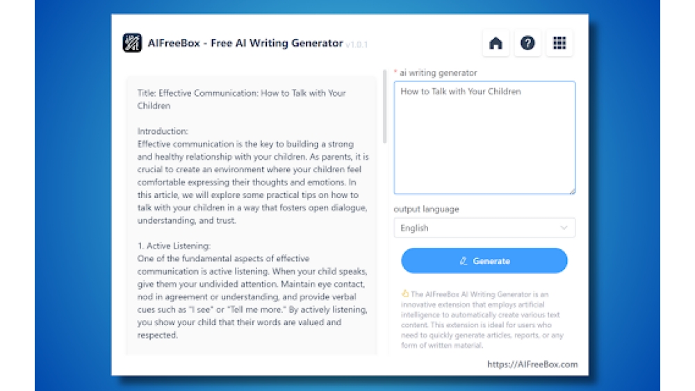 Free AI Writing Generator Tool - Chrome Extension