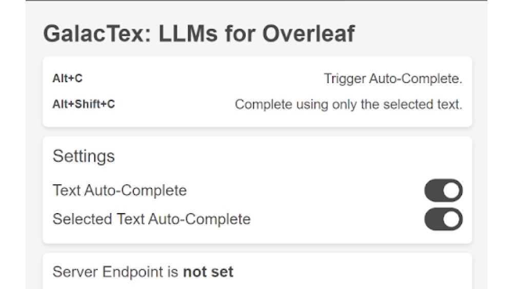 GalacTex: Large Language Models for Overleaf - Chrome Extension