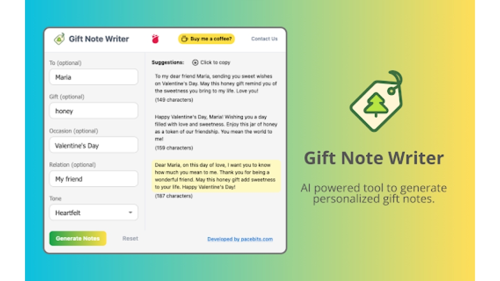 Gift Note Writer - Chrome Extension