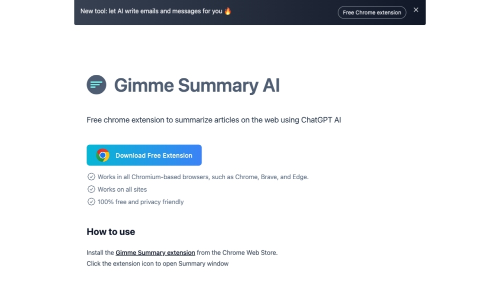 Gimme Summary AI & ChatGPT Writer